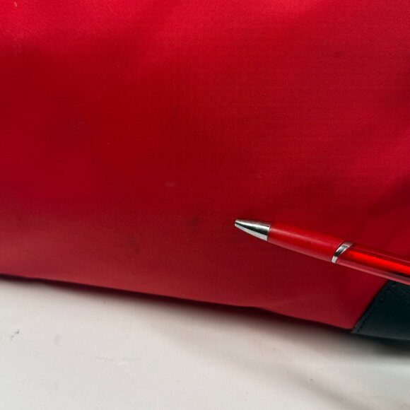 Michael Kors Eva Top Zip Tote Red Nylon Black Trim with Pouch & Snap Closure - Picture 8 of 10